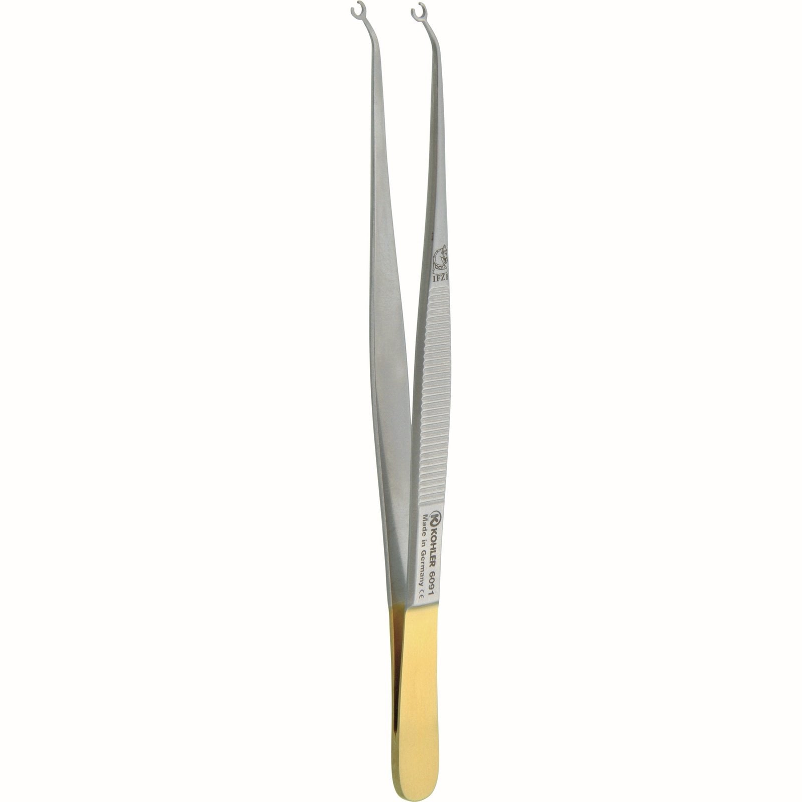 Nahtpinzette 16 cm Maul 2,2 mm nach Dr. Lang vergoldet